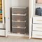 Stackable Storage Bin With Wheels Foldable Cube Organizer For Closet Bedroom Pantry White Brown PP ABS